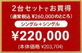 2台セットでお買い得：S+S　本体価格203,704円+税
